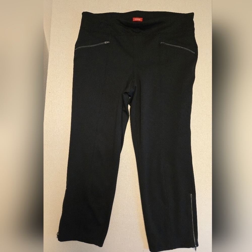 Izod Black Casual Pants W Zippers Athletic Casual Sz M EUC